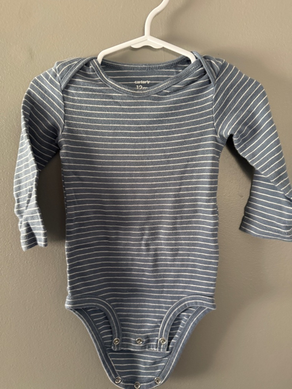 Carter's Blue & White Striped Long-Sleeve Baby One-Piece